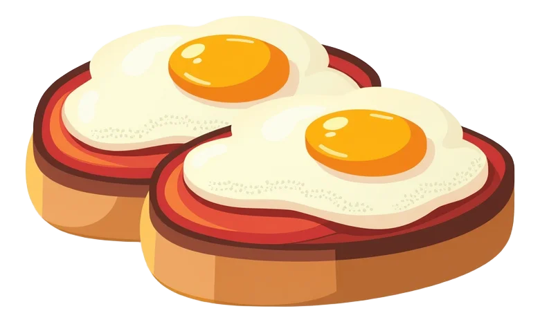 Eggs on Bruschetta - fried eggs