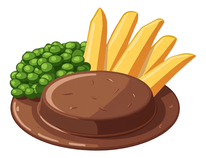 Steak & Kidney Pudding - Chips, Mushy Peas