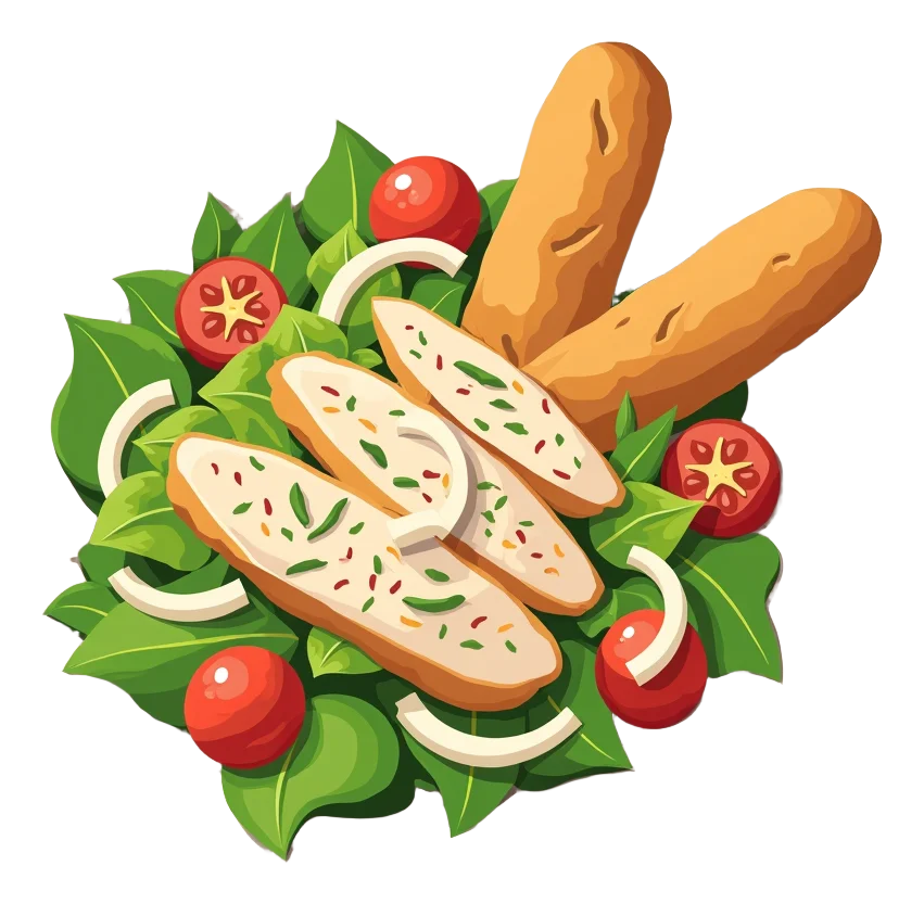 Grand Chicken Caesar Salad With Dough Sticks