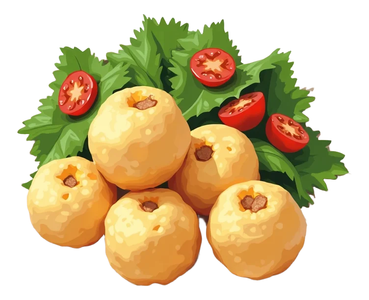 Piccolo dough balls with garlic butter - with salad