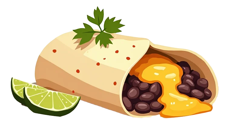 Nacho Cheese Dip Burrito - Black Beans