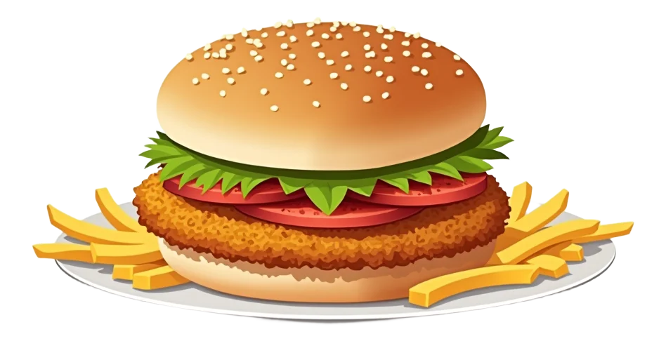 74 Double Crunch Chicken Burger with Fries