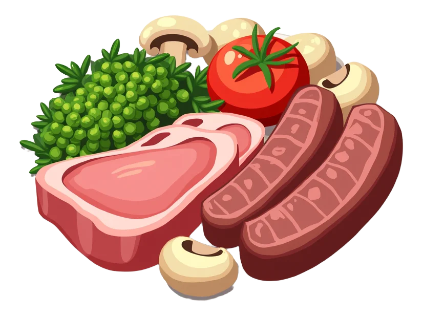 Mixed Grill - Gammon, Pork Loin, Rump, Lamb, Sausage, Peas, Tomato, Mushroom, Side Salad