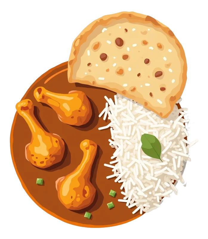 Chicken Makhani Curry with Rice and Poppadom