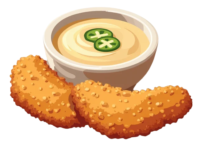 Crispy Chicken Tenders (3) with Creamy Jalapeno Sauce