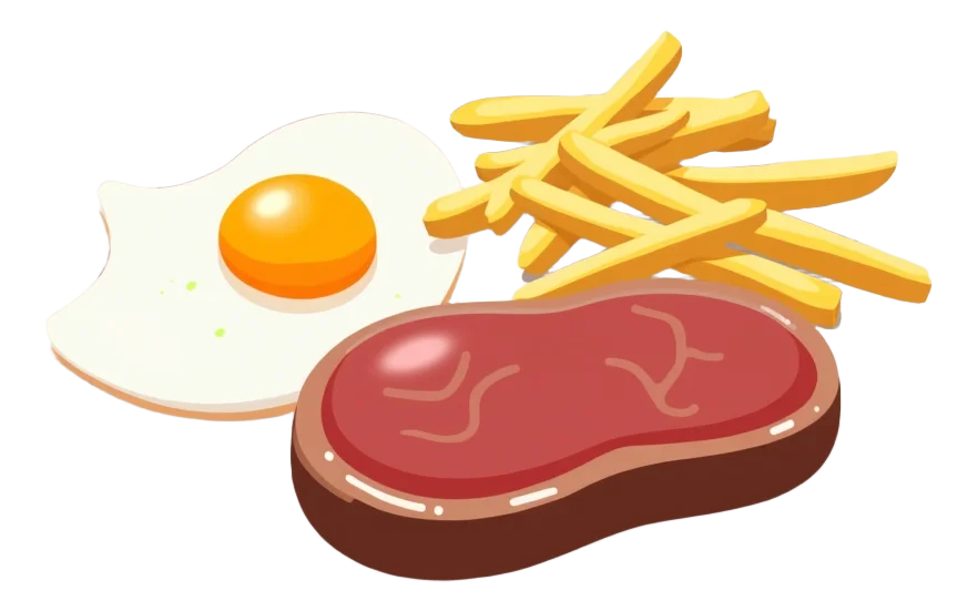 Steak, Egg and Chips